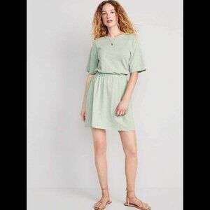 NWT Old Navy Waist Defined Slub Knit Mini Dress - Green - L